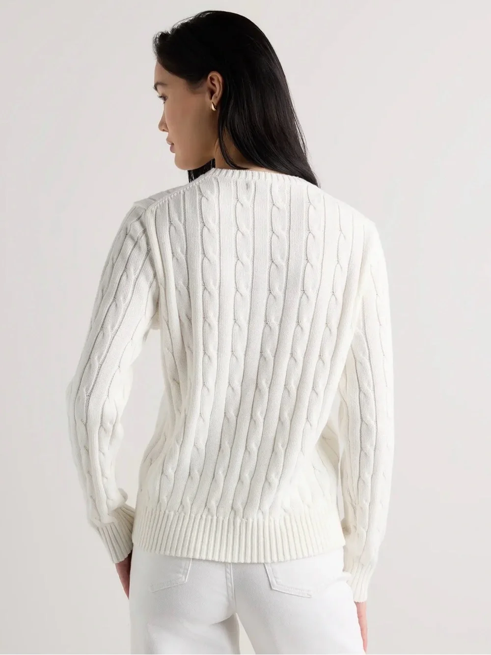 100% Organic Cotton Cable Crewneck Sweater - Picture 2 of 4